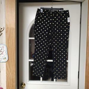 New Old Navy Pixie Black Gold Polka Dot Ankle Pants Size Women's 10